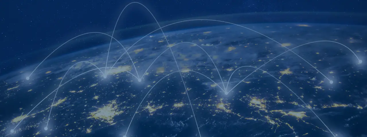 Beams of light emanating from multiple points on the earths surface, as observed from outer space